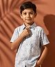 The Kids Club Cotton Blend Woven Half Sleeves Tropical Theme Printed Shirt - White