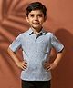 The Kids Club Cotton Blend Woven Half Sleeves Tropical Theme Printed Shirt - Blue