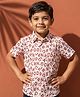 The Kids Club Cotton Blend Woven Half Sleeves Alphabets Printed Shirt - Red