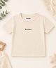 bontots Cotton Lyocell Knit Half Sleeves Brand Name Printed Tee - Cream