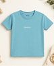 bontots Cotton Lyocell Knit Half Sleeves Brand Name Printed Tee - Blue