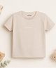 bontots Cotton Lyocell Knit Half Sleeves Brand Name Printed Tee - Beige