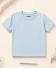 bontots Cotton Lyocell Knit Half Sleeves Brand Name Printed Tee - Light Blue