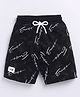 giniekids Pure Cotton Knit Typography Printed Bermuda Shorts - Black