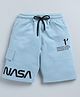 giniekids Pure Cotton Knit Typography Printed Bermuda Shorts - Ice Blue