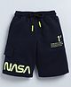 giniekids Pure Cotton Knit Typography Printed Bermuda Shorts - Navy Blue