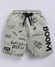 giniekids Pure Cotton Knit Typography Printed Bermuda Shorts - Olive Green