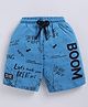 giniekids Pure Cotton Knit Typography Printed Bermuda Shorts - Sikago Blue