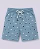 giniekids Cotton Blend Knit Paper Boat Printed Bermuda Shorts - Ash Grey