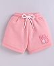 giniekids Cotton Blend Knit Hello Text Printed Shorts - Peach