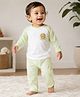 bontots Cotton Lyocell Elastane Knit Full Sleeves Lion Printed Tee & Pajama Night Suit - Green