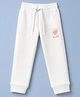 Ruff Fleece Interlock Knit Full Length Lounge Pants With Text Print - White