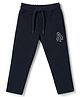 Ruff Fleece Interlock Knit Full Length Lounge Pants With Text Print - Navy Blue