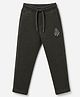 Ruff Fleece Interlock Knit Full Length Lounge Pants With Text Print - Dark Green