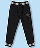 Ruff Fleece Interlock Knit Full Length Lounge Pants With Text Print - Black