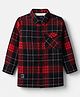 Ruff Tweed Woven Full Sleeves  Shacket Checked Shirt - Red