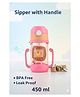 TINY TYCOONZ BPA Free Plastic Animal theme cartoon print 450 ml Sipper Water bottle with Handle and Strap for kids for School| Picnic| Class| Park - Pink
