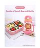 TINY TYCOONZ Combo of 3 Grid Insulated Stainless Steel Lunch Box and BPA Free Plastic Animal theme cartoon print Sipper Water bottle with Handle and Strap