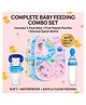 TINY TYCOONZ Combo of Silicone Feeding Bottle with Spoon, fruit/food pacifier/Soft Silicone Fruit Teethers and Reusable Baby Waterproof Bibs - Blue
