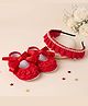 Coco Candy Frill Detailed Booties With Coordinating Hair Band - Red