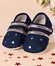 Coco Candy Mirror Work Detailed Velcro Closure Booties - Blue