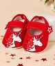 Coco Candy Unicorn Applique Detailed Velcro Closure Booties -  Red