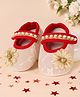 Coco Candy Pearls & Stone Embellished Floral Applique Detailed Velcro Closure Booties - Off White