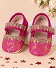 Coco Candy Lace Embellished Velcro Closure Booties - Dark Pink