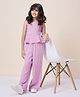 StyloBug Rayon Woven Sleeveless Solid Peplum Top & Pants Set - Lavender