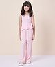 StyloBug Rayon Woven Sleeveless Solid Peplum Top & Pants Set - Pink