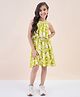 StyloBug Rayon Woven Sleeveless Floral Printed Dress - Green