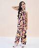 StyloBug Viscose Rayon Woven Sleeveless Abstract Printed Jumpsuit - Multi Colour