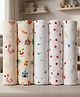 GRASPING FINGERS Pack of 5 100% Cotton Muslin Mulmul Baby Swaddle Set , 110x100 cm , Breathable Swaddle Wrap, Burp Cloth, Nursing Cover for New Born , Hypoallergenic - Multicolor
