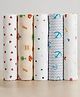 GRASPING FINGERS Pack of 5 100% Cotton Muslin Mulmul Baby Swaddle Set , 110x100 cm , Breathable Swaddle Wrap, Burp Cloth, Nursing Cover for New Born , Hypoallergenic - Multicolor