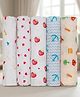 GRASPING FINGERS Pack of 5 100% Cotton Muslin Mulmul Baby Swaddle Set , 110x100 cm , Breathable Swaddle Wrap, Burp Cloth, Nursing Cover for New Born , Hypoallergenic - Multicolor