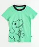 JusCubs Cotton Knit Half Sleeves  Dinosaur Printed Tee - Green