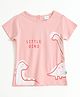 JusCubs Cotton Knit Half Sleeves Little Dino Text Printed Tee - Pink
