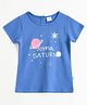 JusCubs Cotton Knit Half Sleeves Joyful Saturn Text Printed Tee - Royal Blue