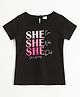 JusCubs Cotton Knit Half Sleeves She Can She Will She Did Text Printed Tee -  Black