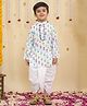 BownBee Cotton Woven Full Sleeves Floral Printed Kurta & Dhoti Set - White