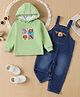 Mark & Mia Dungaree With Full Sleeves Hooded T-Shirt & Animal Print - Green
