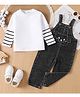 Mark & Mia Knit Full Doctor Sleeves T-Shirt and Dungaree with Face Embroidery in White