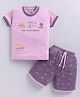 URBAN KOOL Knitted Half Sleeves Nautical Theme Printed Tee & Shorts Set - Light Onion