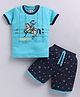 URBAN KOOL Knitted Half Sleeves Jousting Printed Tee & Shorts Set - Rama Green