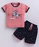 URBAN KOOL Knitted Half Sleeves Nautical Theme Printed Tee & Shorts Set - Rust