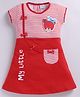 MELONI Knitted Knit Half Sleeves  Teddy Applique Detailed Dress - Red