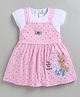 MELONI Knitted Knit Half Sleeves Bunnies & Floral Embroidered  Dress - Pink