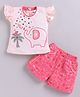 MELONI Knitted Knit Half Sleeves Polka Dots Printed & Kitten Applique Detailed Dress - Peach