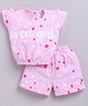 MELONI Knitted Knit Half Sleeves Dot & Sweet Girl Text Printed Coordinating Top & Shorts Set - Pink