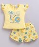 MELONI Knitted Knit Half Sleeves Watermelon Printed Top & Shorts Set - Yellow